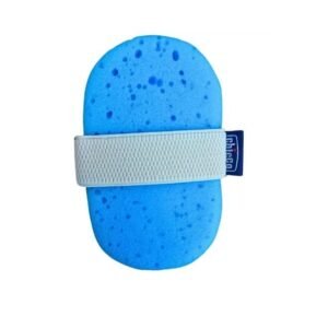 Baby Bath Mitt Sponge with Hand Strap – Safe, Comfortable One-Hand Washing – Blue (0 Months+)