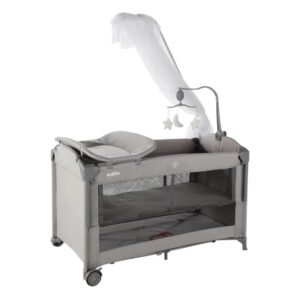 Bedside Baby Crib & Foldable Travel Cot with Adjustable Levels, Mosquito Net and Toys – Code T702L