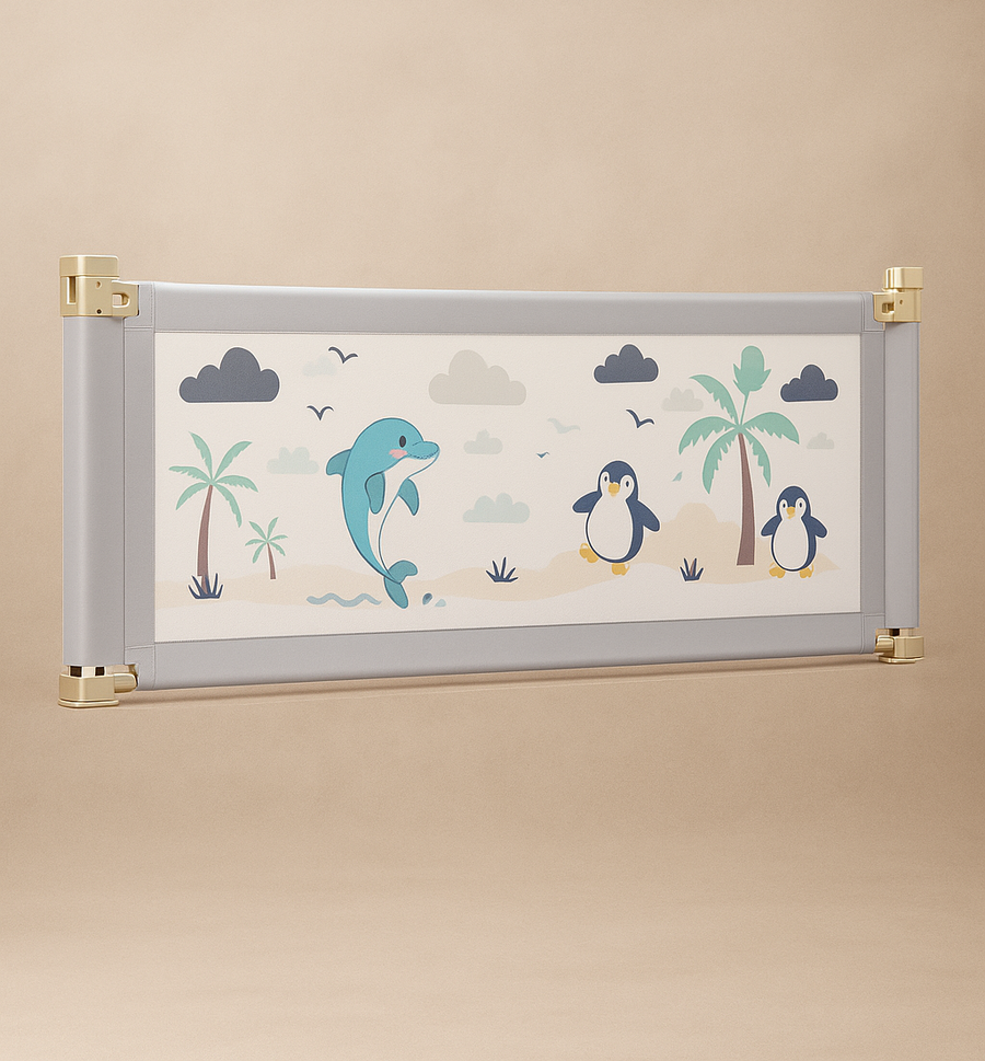 1752590490930606730 حاجز سرير بأعمده معدن وقماش ووتر بروف مقاس 180 سم وارتفاع 70 سم جانب واحد فقط