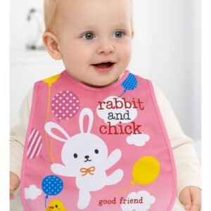 Waterproof Baby Bib – Bunny with Heart Glasses Design