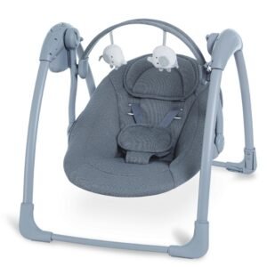 Mastela Automatic Baby Swing for Newborns & Toddlers – Music, Breathable Fabric, 2 Plush Toys and Hanging Toys – Rechargeable or Battery Powered