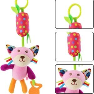 Soft Plush Hanging Rattle for Sensory Development – For Stroller, Crib and Car Seat (Cat)