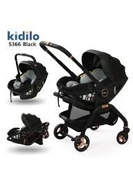download استرولر وكارسيت Kidilo《 كيديلو S366 》حزام امان خماسي + عجلات أمامية 360 + دراع قلاب + سهلة الطي – تأتي بوزن 9.5 كيلو – أسود