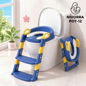 NIVORRA 2-in-1 Kids Potty Ladder – Foldable Potty with Safety Handles, Adjustable Height and Anti-Slip Base – POT-12