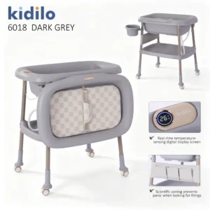 طاولة واستحمام الأطفال المتعددة الوظائف Kidilo 6018 مع شاشة عرض رقمية لدرجة الحرارة ومساحات تخزين